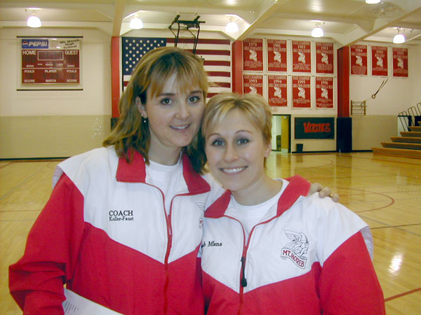 Mt. Horeb Gymnastics coaches Martha Koller Faust and Joy Mlsna